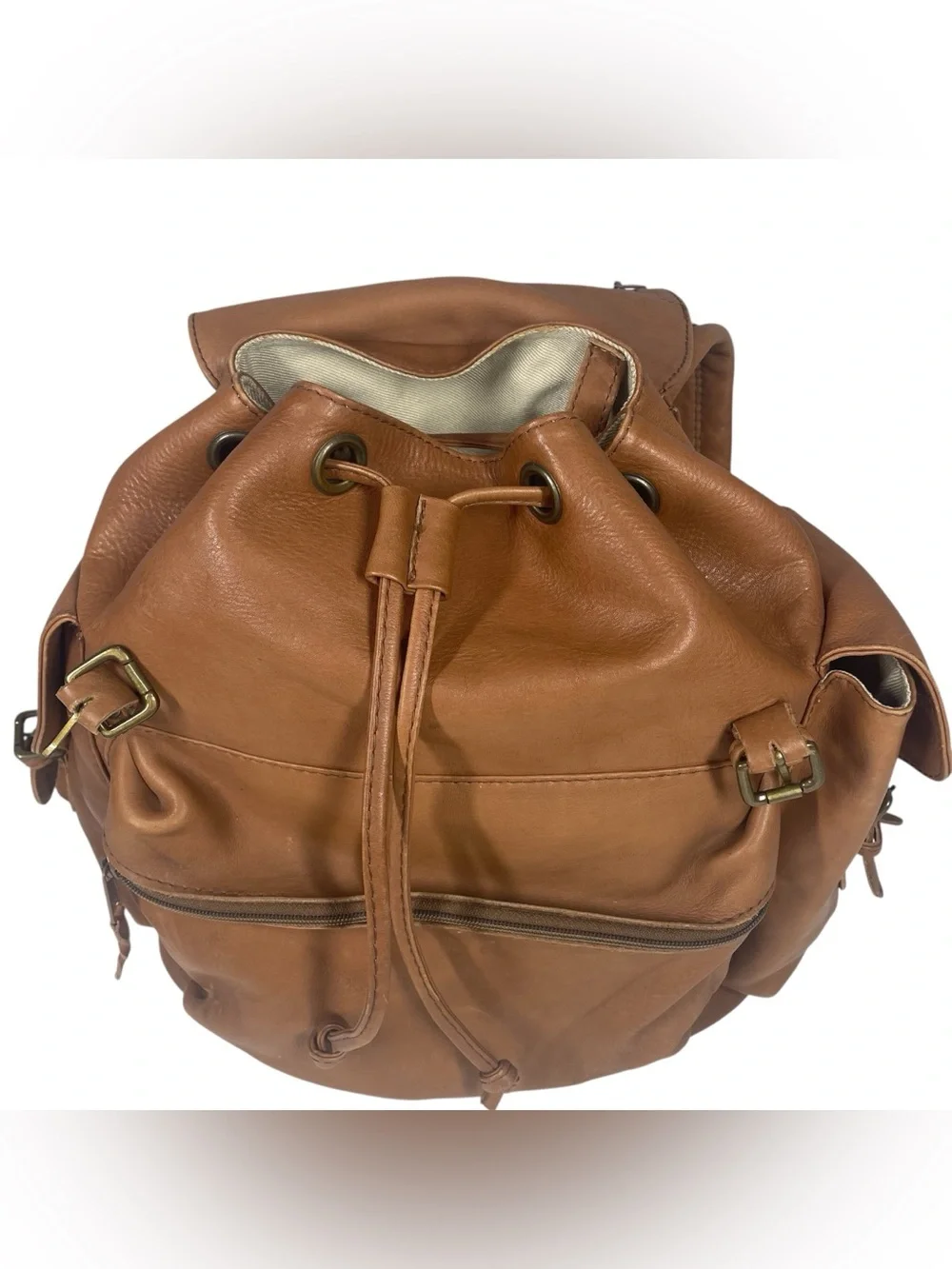 Ellington Vintage Leather Rucksack Backpack Travel Tote Large Bag British Tan